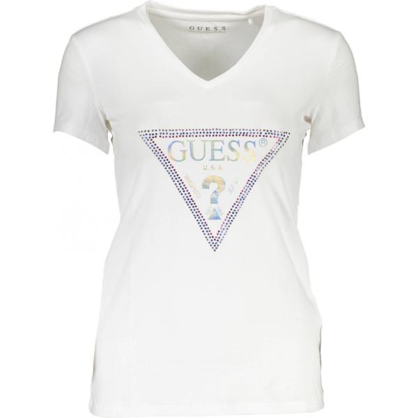 t-shirt Guess jeans bianco con stampe