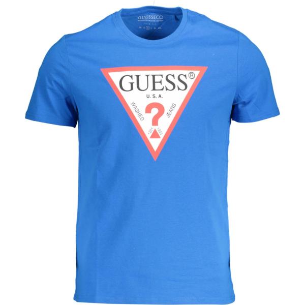 t-shirt Guess jeans blu con stampe