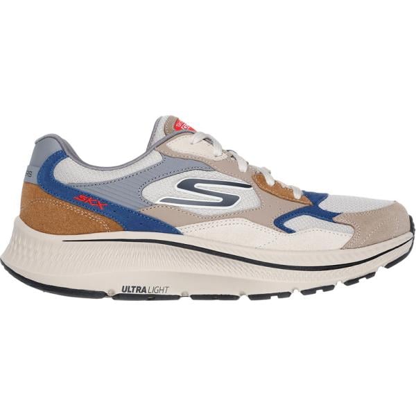 scarpa sportiva da uomo in bianco avorio effetto scamosciato con lacci in pelle Skechers