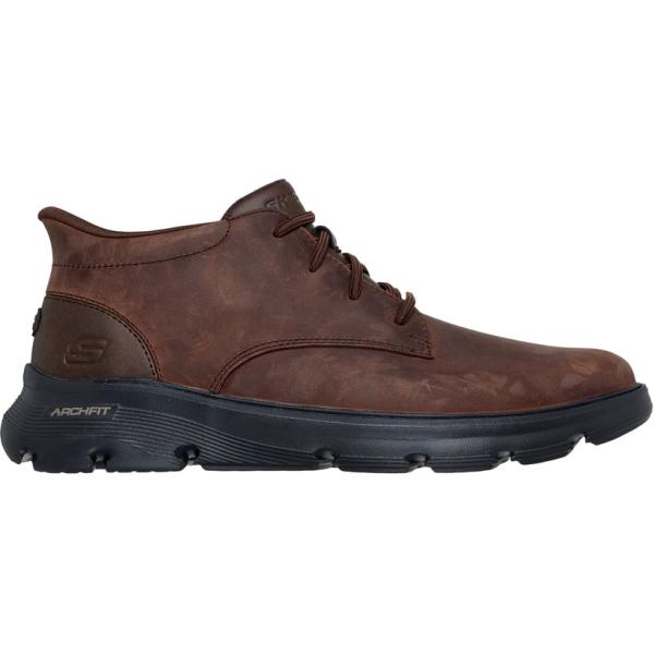 Stivaletti da uomo in marrone scuro in pelle Skechers Skechers