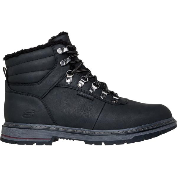 Stivaletti da uomo in nero pece tessuto impermeabile Skechers Skechers