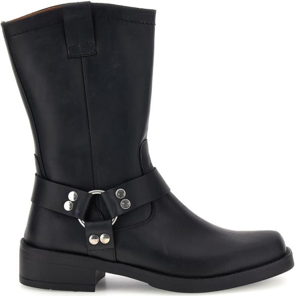 Stivali da uomo in nero pece con borchie con tacco con cinturino in pelle Pittarello Eco Pittarello Eco