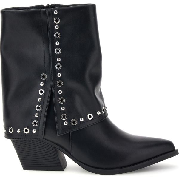 Stivaletti da donna in nero pece con borchie con tacco con zip Cafe' Cost