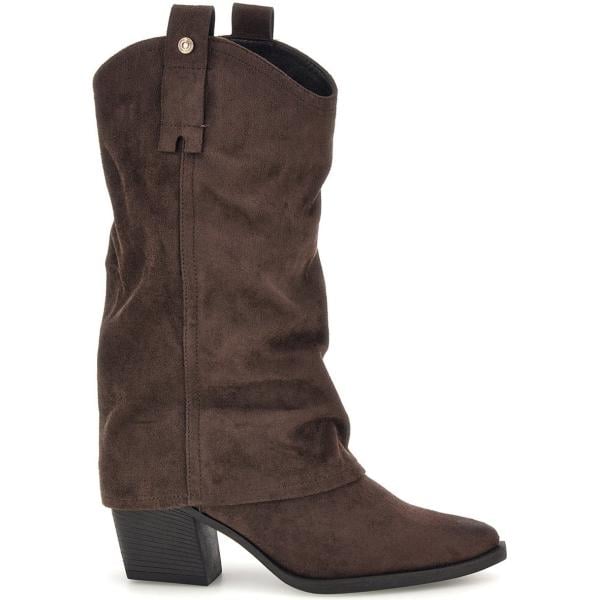Stivaletti texani da donna in marrone scuro effetto scamosciato con tacco Pittarello Capsule