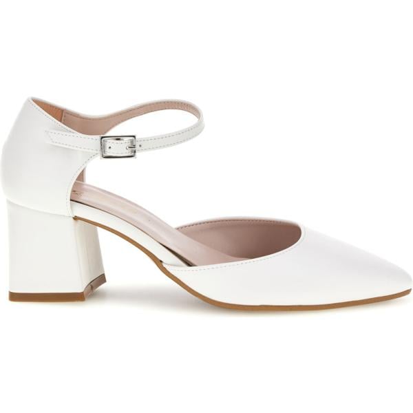 Décolleté da donna in bianco neve con tacco a punta con cinturino Pittarello Romantic