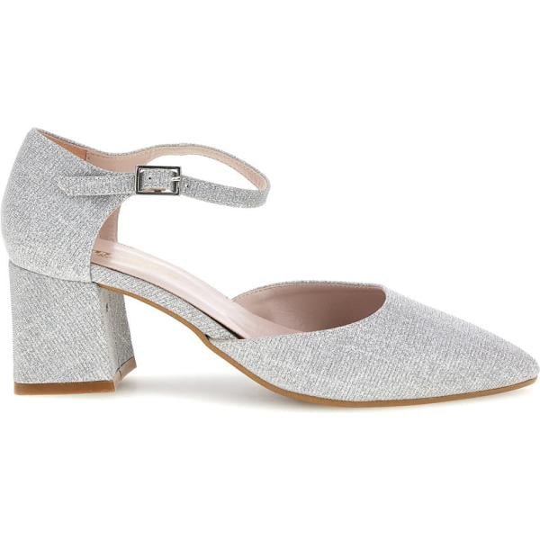 Décolleté da donna in bianco neve con glitter con tacco con cinturino Pittarello Romantic