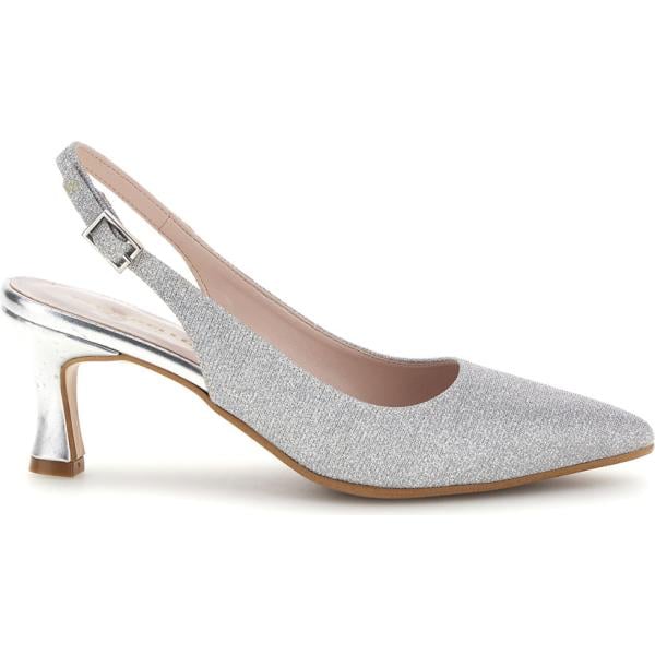 Décolleté da donna in bianco neve con glitter con tacco a punta con cinturino Pittarello Romantic