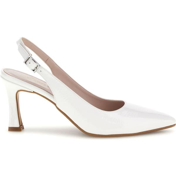 Décolleté da donna in bianco neve con tacco a punta con cinturino Pittarello Romantic