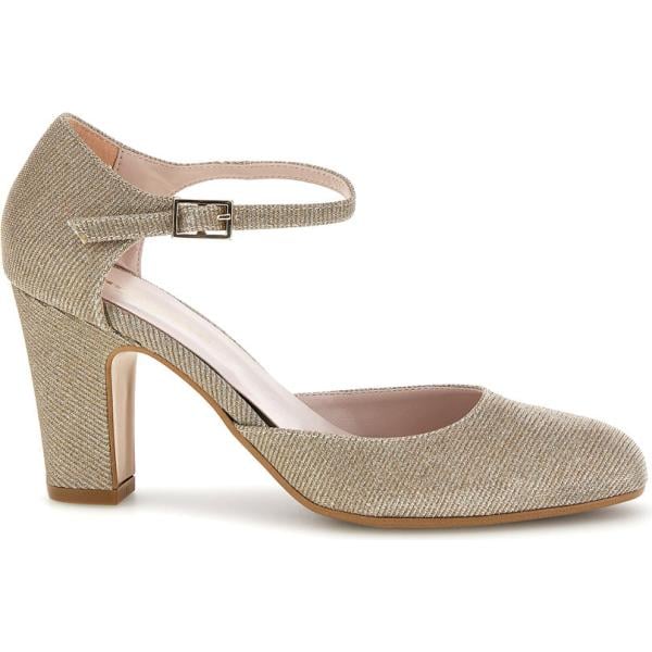 Décolleté da donna in beige sabbia con glitter con tacco a punta tonda con cinturino Pittarello Romantic