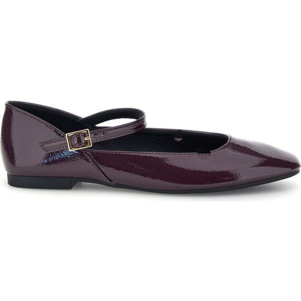 Ballerine da donna in bianco neve effetto vernice a punta tonda con cinturino The First