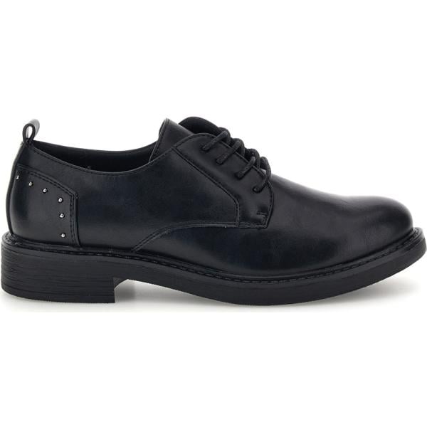 Francesine da donna in nero pece con borchie con tacco con lacci Le Havre Paris