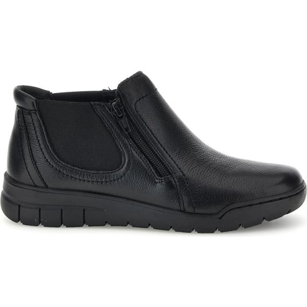 Stivaletti da donna in nero pece con zip in pelle Pittarello