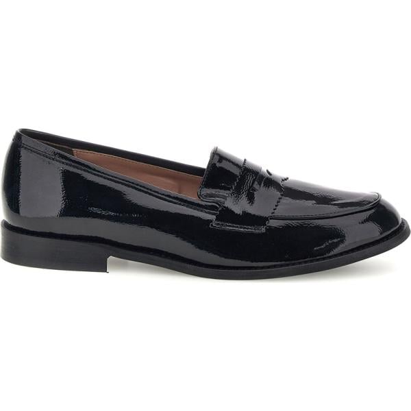 Mocassini da donna in nero pece effetto vernice con tacco made in italy Pittarello Glam