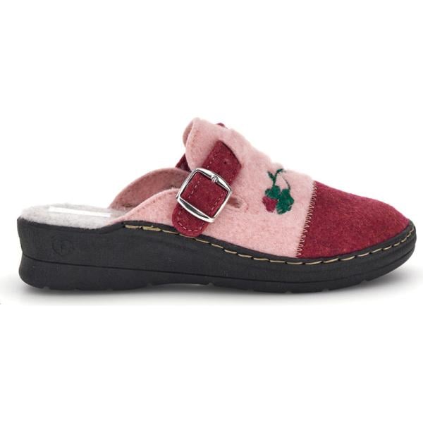 Pantofole da donna in bianco neve a fiori con fibbia Plocadi