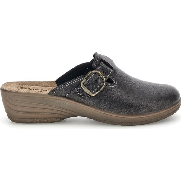 Sabot da donna in nero pece con fibbia in pelle Inblu Inblu