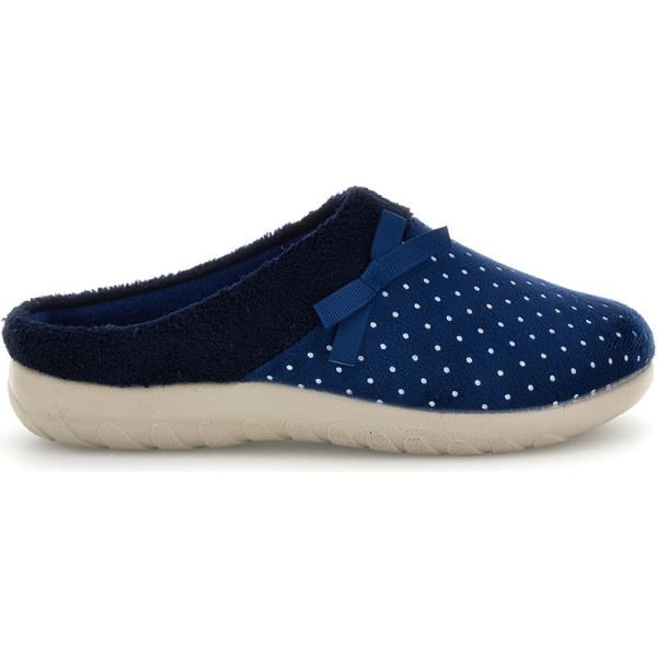 Pantofole da donna in blu scuro a pois con fiocco Inblu