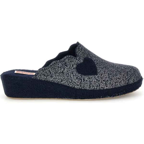 Pantofole da donna in blu scuro con tacco zeppa Prima Riga