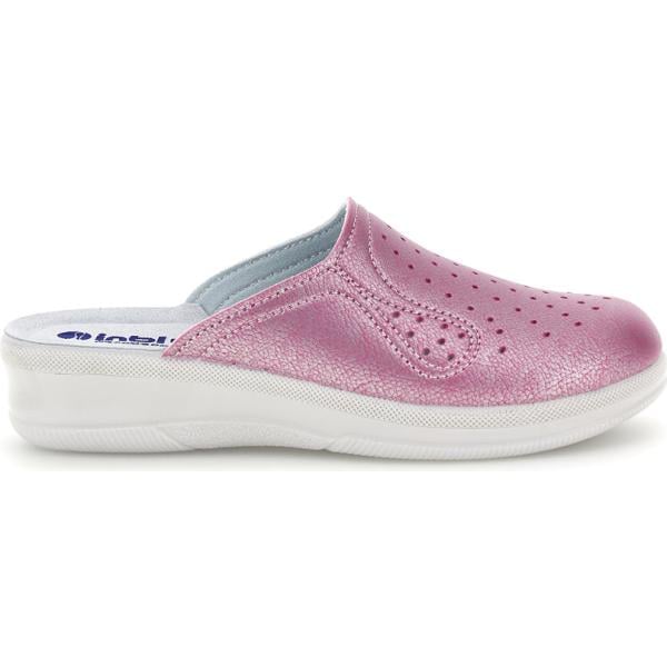 Pantofole da donna in rosa scuro effetto laminato a punta Inblu