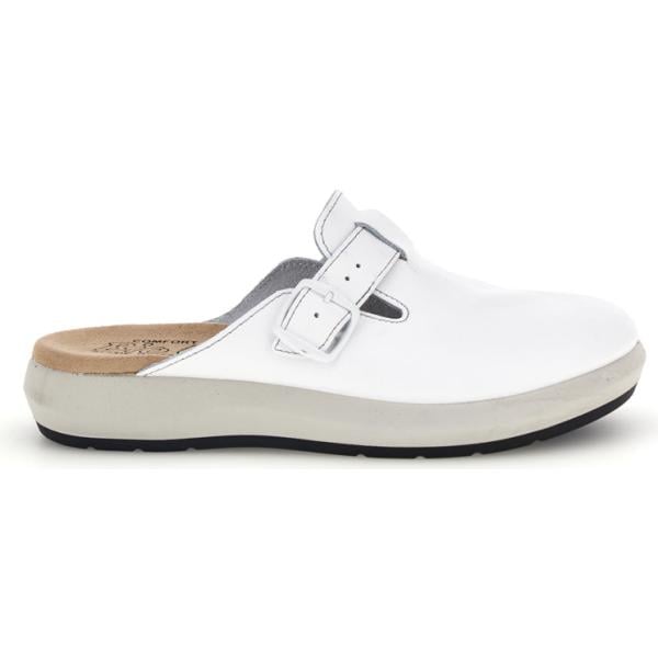 Sabot da donna in bianco neve con cinturino in pelle Bio Up