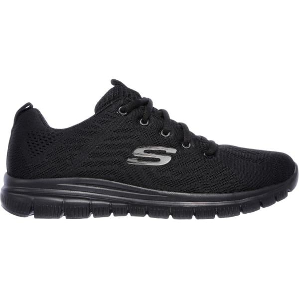 Sneakers da donna in nero pece vegan Skechers