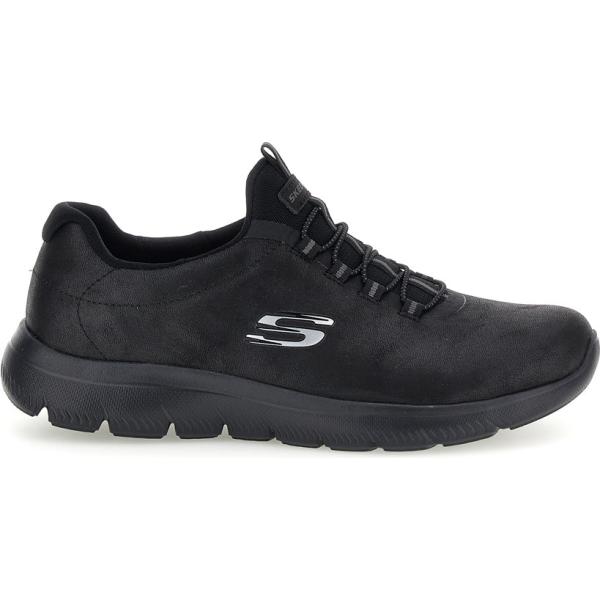 Sneakers da donna in nero pece vegan slip on Skechers