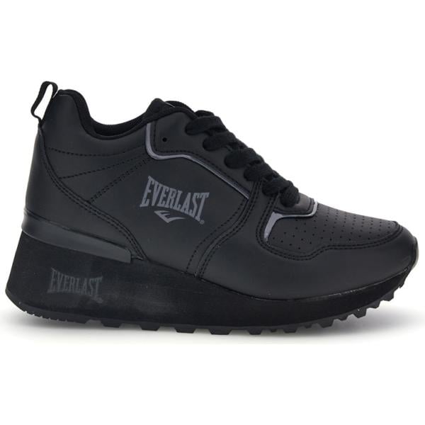 Sneakers da donna in nero pece con tacco zeppa Everlast