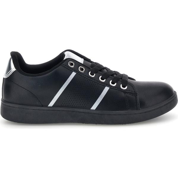 Sneakers da donna in nero pece effetto laminato con lacci The First