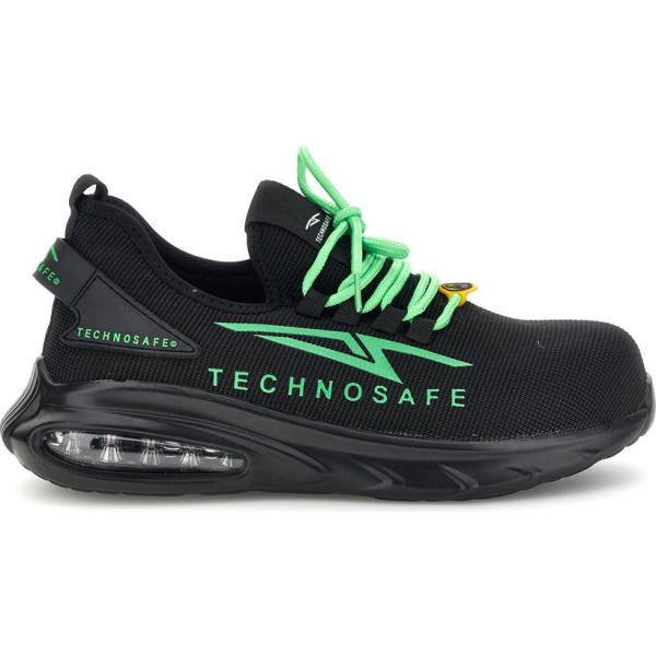 Sneakers da uomo in nero pece con lacci Technosafe