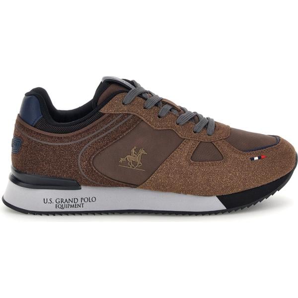 Sneakers da uomo in marrone scuro con stampe U.s. Grand Polo