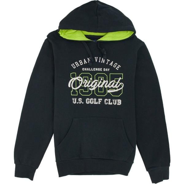 felpe con cappuccio Us Golf Club nero con stampe