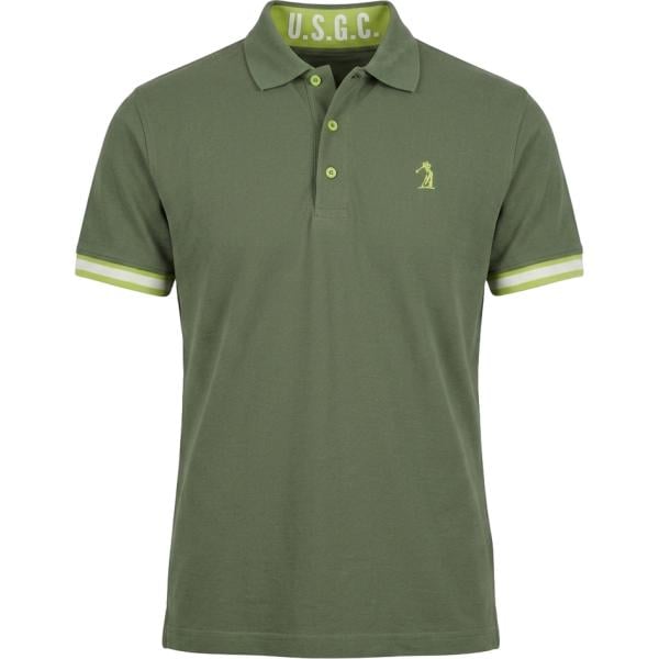 Polo da uomo in verde oliva lavorato a maglia con bottoni in cotone Us Golf Club