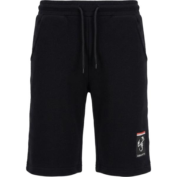 Pantaloni corti da uomo in nero pece con stampe made in italy con lacci in cotone Abarth