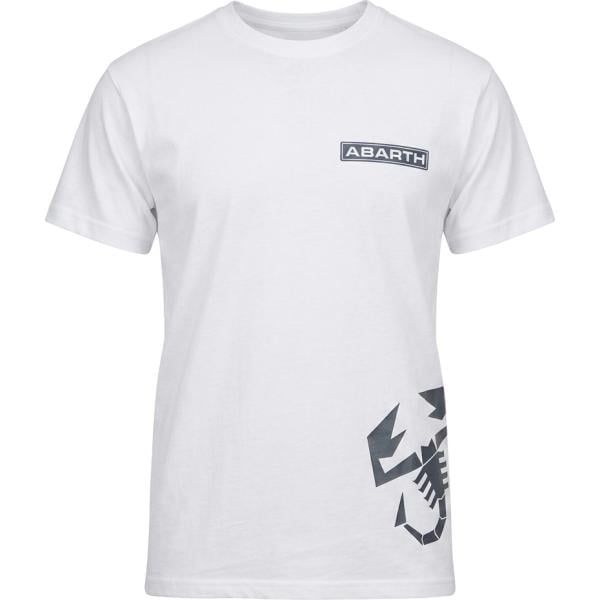 T-shirt da uomo in bianco neve con stampe girocollo a maniche corte in cotone Abarth Abarth