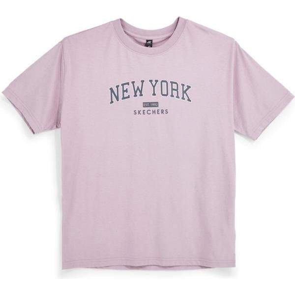 t-shirt Skechers viola con stampe