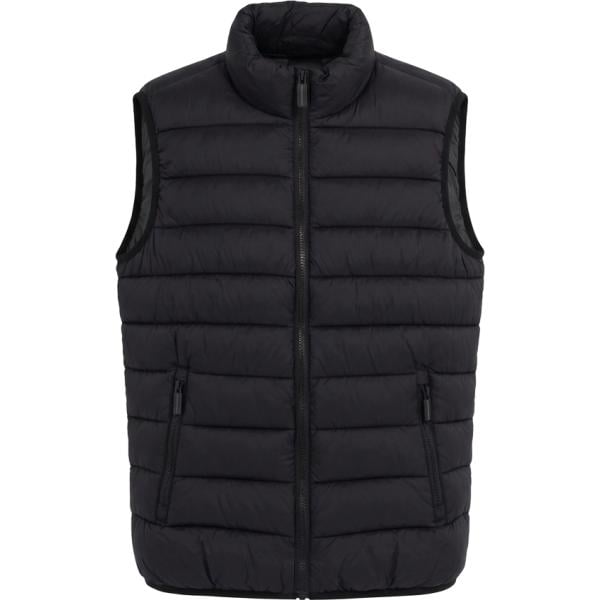 Piumino da uomo in nero pece collo alto senza maniche con zip Boardman