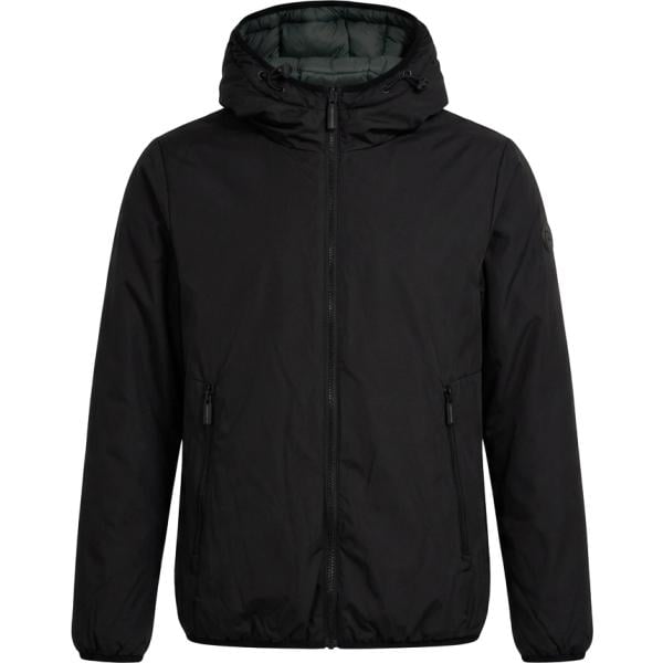 Giacca soprabito da uomo in nero pece collo con cappuccio con zip Boardman