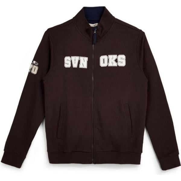 Felpa da uomo in marrone scuro collo alto con zip Sevenoaks Sevenoaks