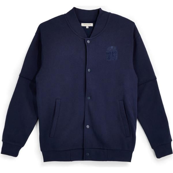 Bomber da uomo in blu scuro con bottoni Sevenoaks