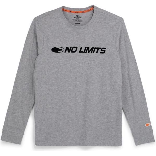 T-shirt da uomo in grigio chiaro girocollo a maniche lunghe No Limits