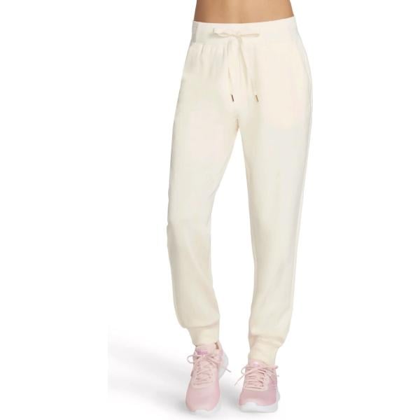 Pantaloni da donna in bianco neve lavorato a maglia con coulisse in metallo Skechers