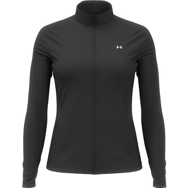 Felpa sportiva da donna in nero pece lavorato a maglia collo alto lungo con zip Under Armour Under Armour