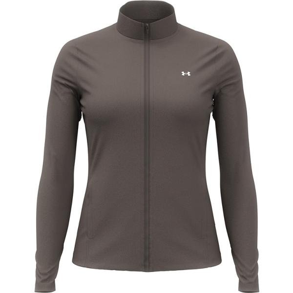 Felpa sportiva da donna in grigio scuro lavorato a maglia collo alto lungo con zip Under Armour