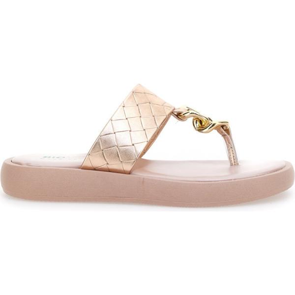 Infradito da donna in bianco neve in oro Bio Lei