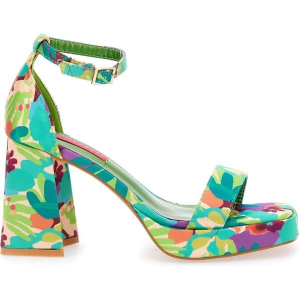 sandali col tacco Bettyflowers bianco a fiori