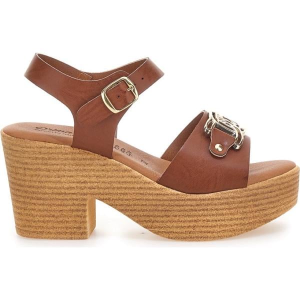 sandali col tacco Prima Riga marrone