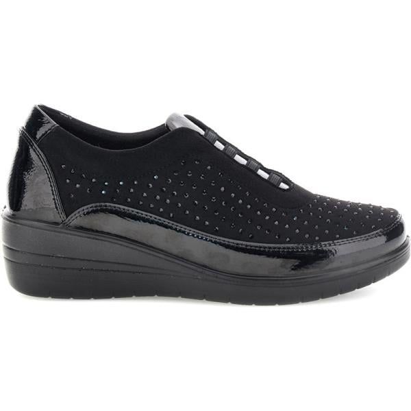 Sneakers da donna in nero pece con strass Plocadi