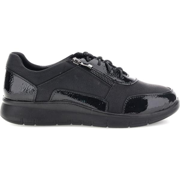 Sneakers da donna in grigio scuro effetto vernice con zip Plocadi