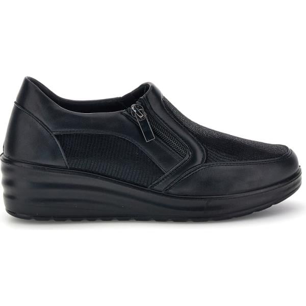 Sneakers da donna in nero pece lungo con zip Mio Tempo