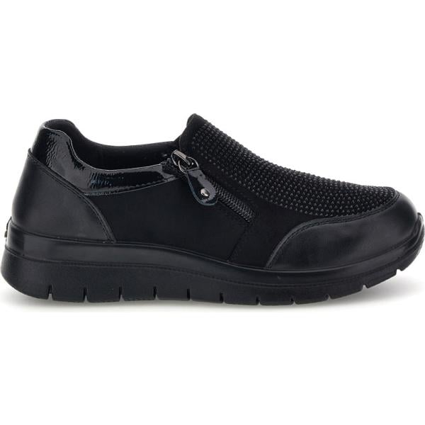 Sneakers da donna in nero pece slip on Mio Tempo