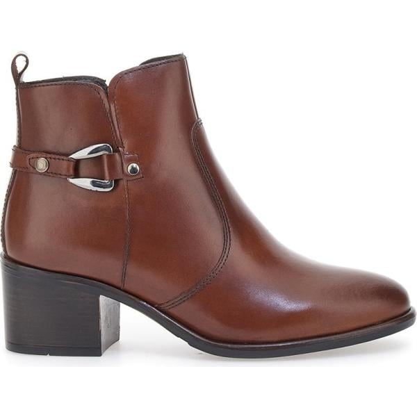 stivaletti da donna in marrone scuro con tacco squadrato in pelle Pittarello Class